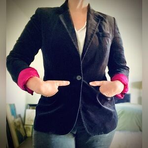 J.Crew black velvet blazer women’s size 12 (fits 8-12 nicely )